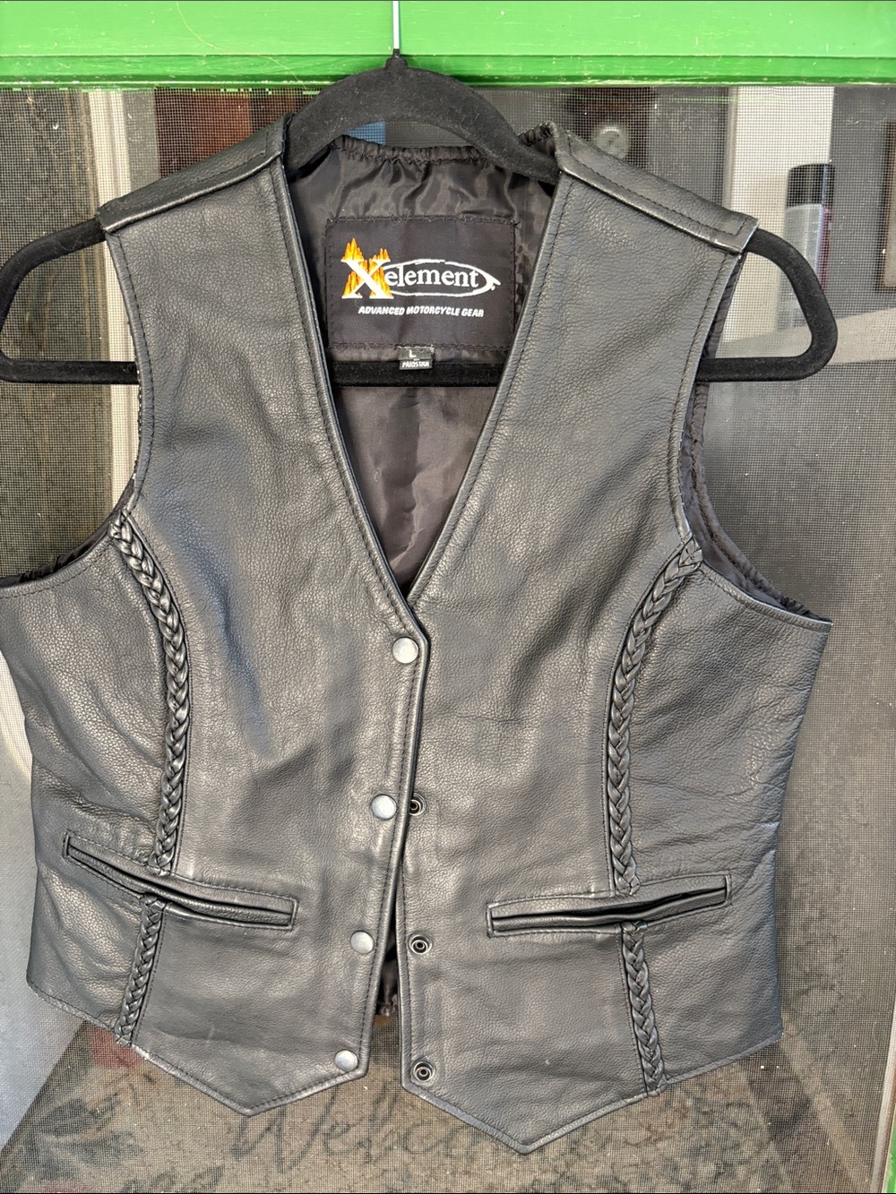 Element Women's Black Leather Braided Vest